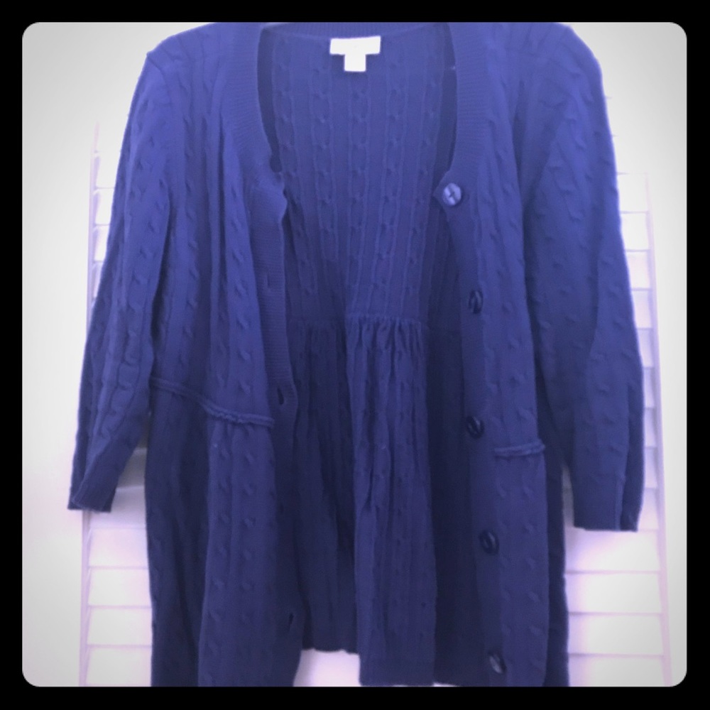 Bluish purple ribbed cardigan sweater
